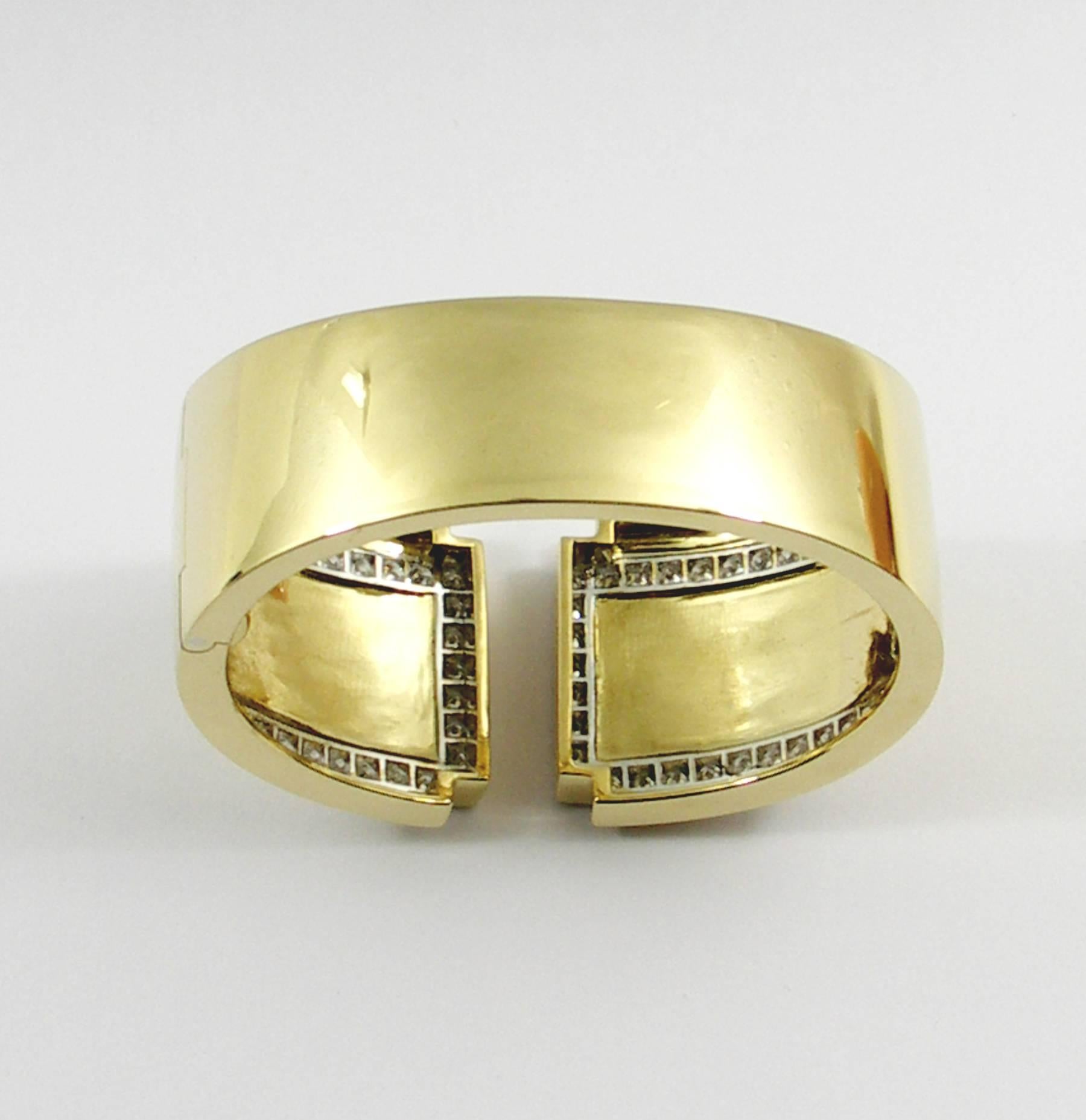 Split Front Wide Diamond Gold Cuff Bracelet 3
