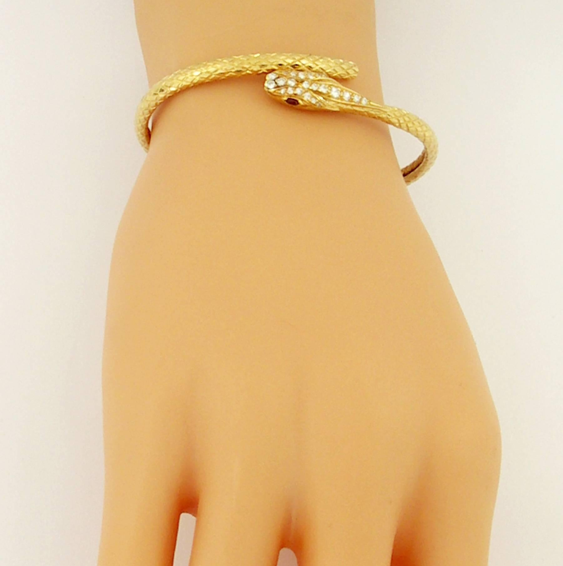 Women's Gold Diamond Ruby Snake Bracelet