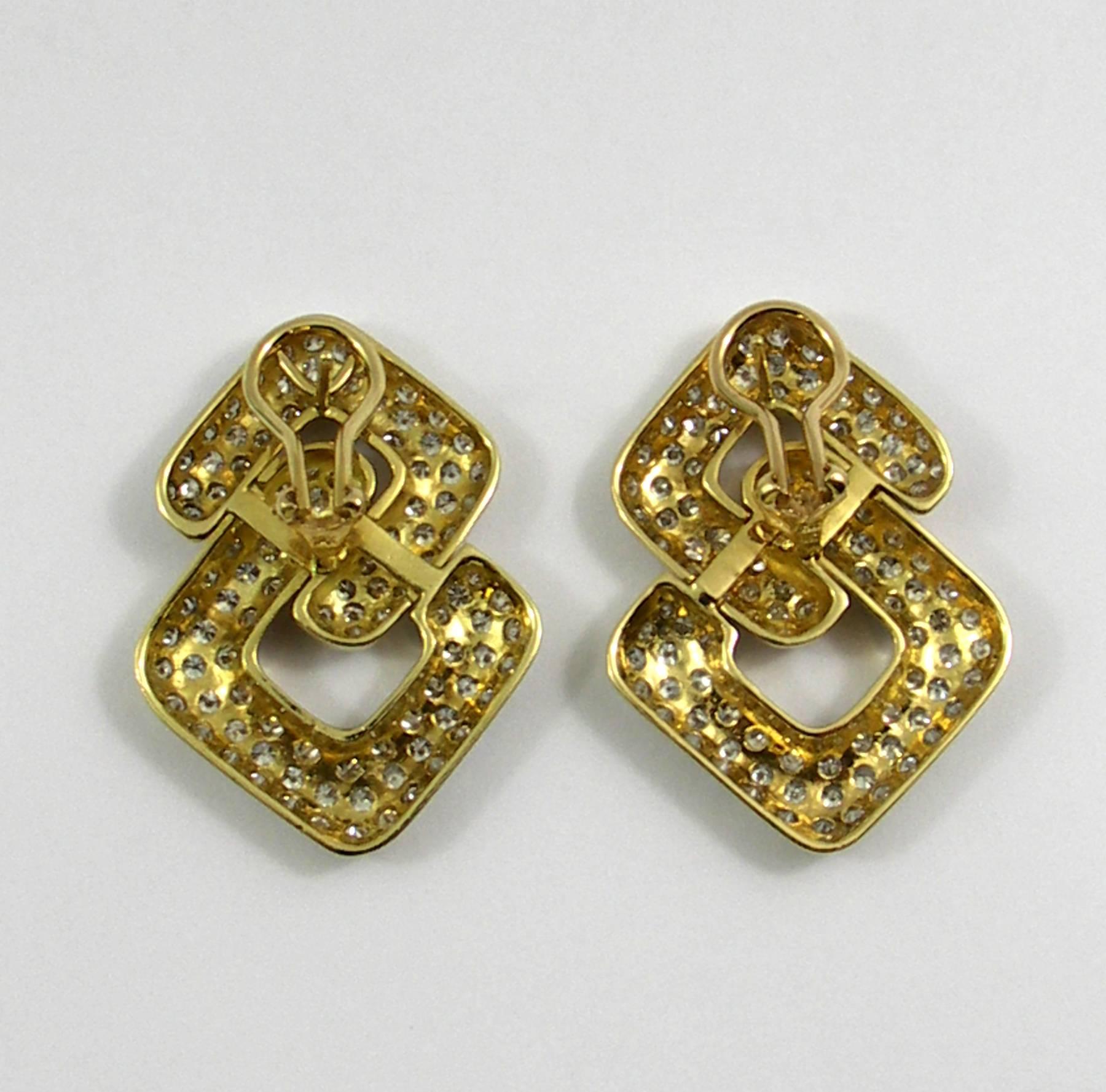 Geometric Gold and Diamond Earrings 1