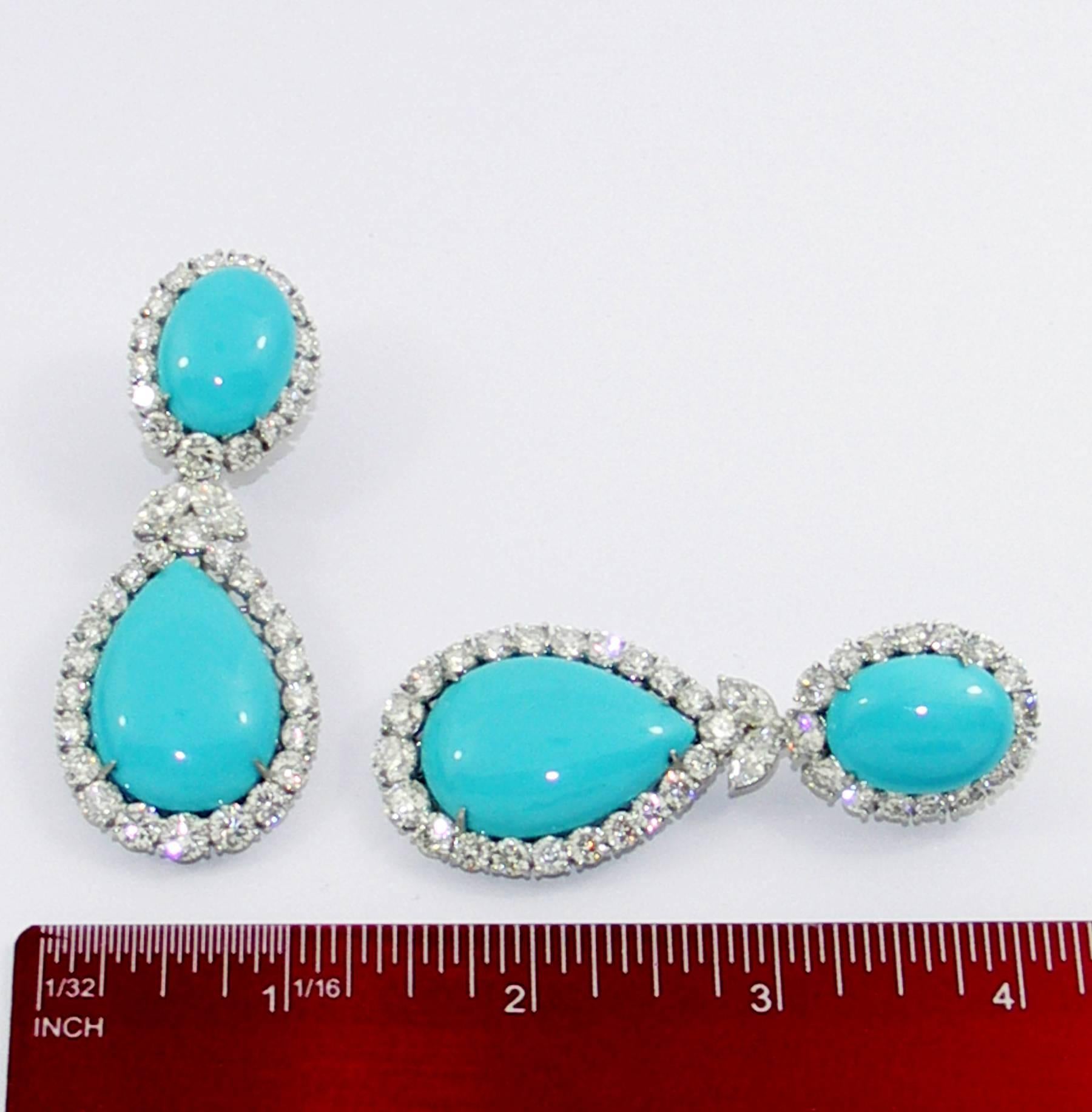  Diamond Turquoise Pendant Earrings 2