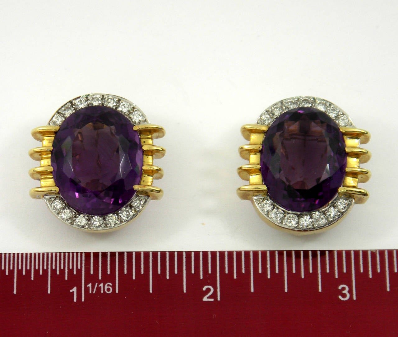 Women's Amethyst Diamond Gold Earrings