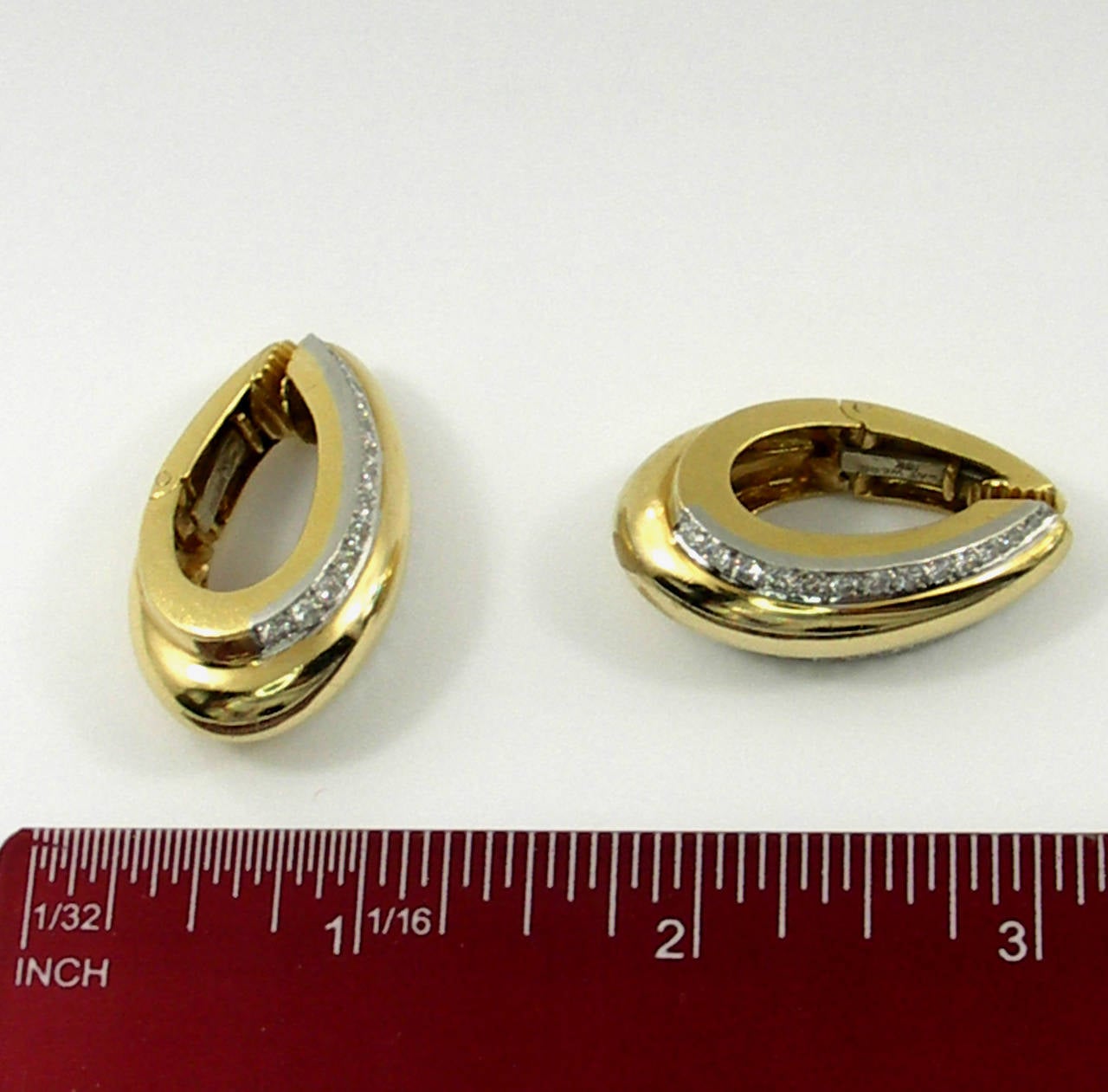 David Webb Diamond Gold Hoop Earrings 2