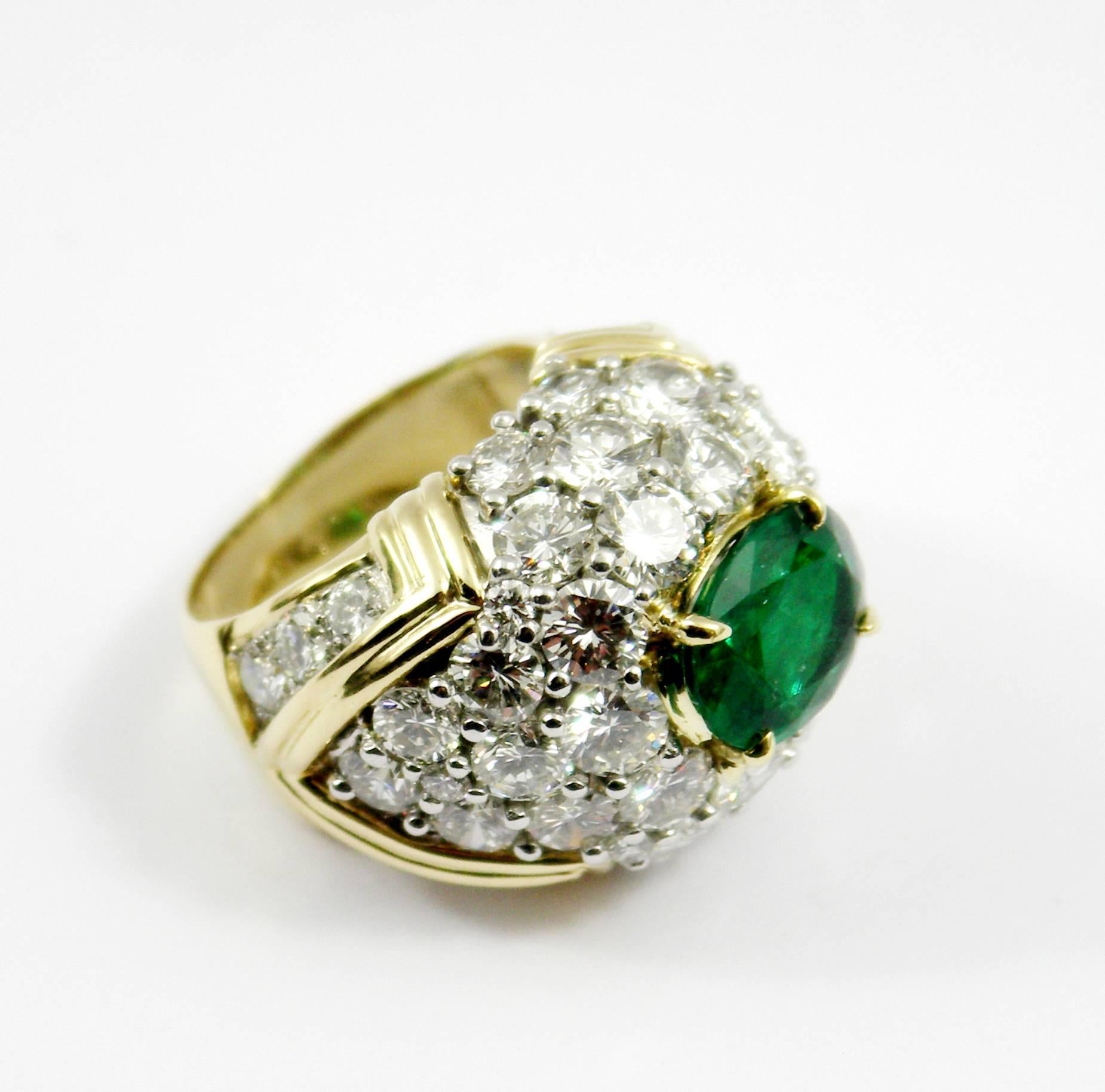 Emerald Cut Brilliantly Captivating Emerald and Diamond Ring