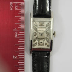 Hamilton Platinum Diamond Dial Stepped Crystal Vintage Wristwatch