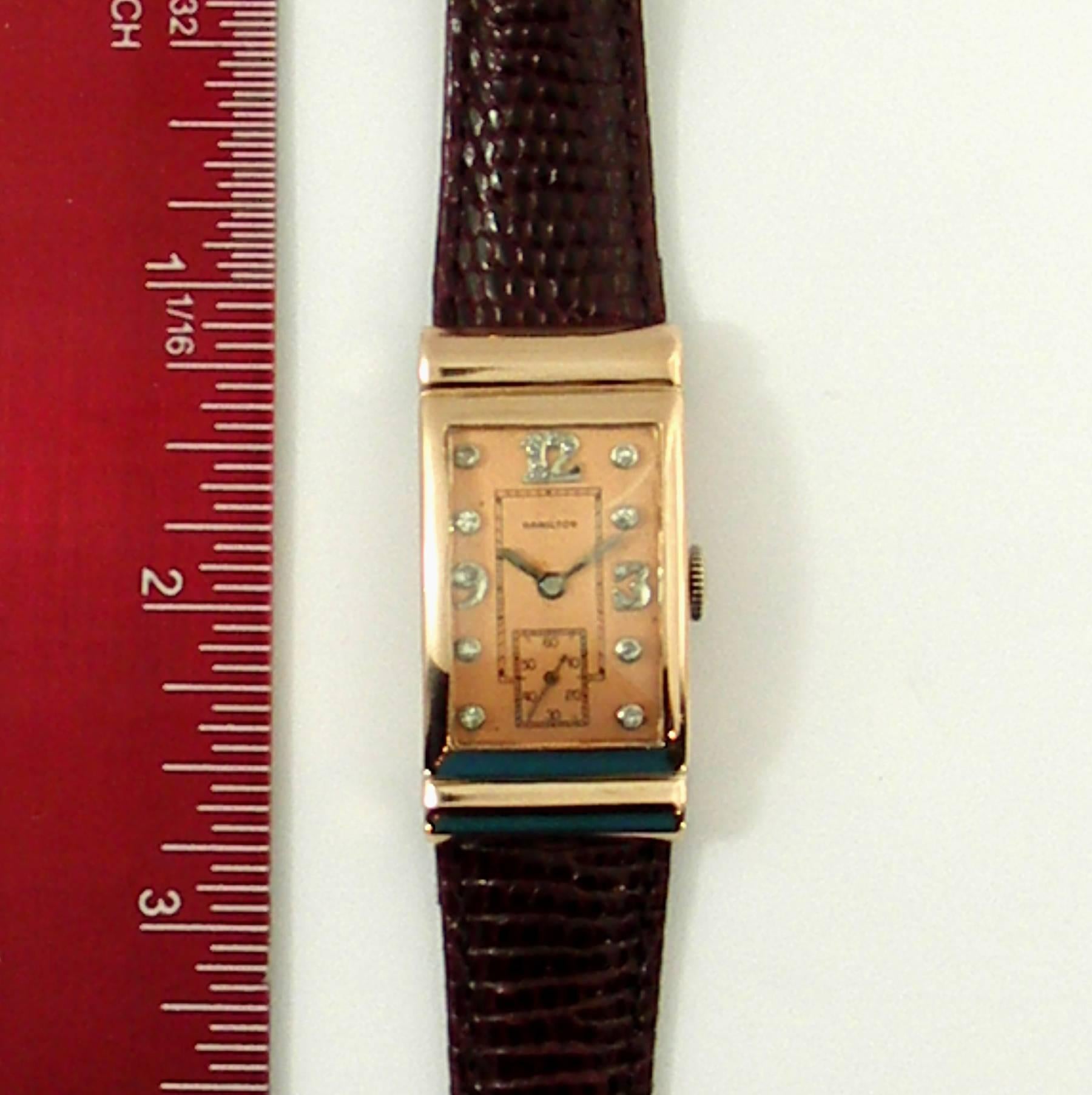 Hamilton Rose Gold Diamond Dial Wristwatch 1