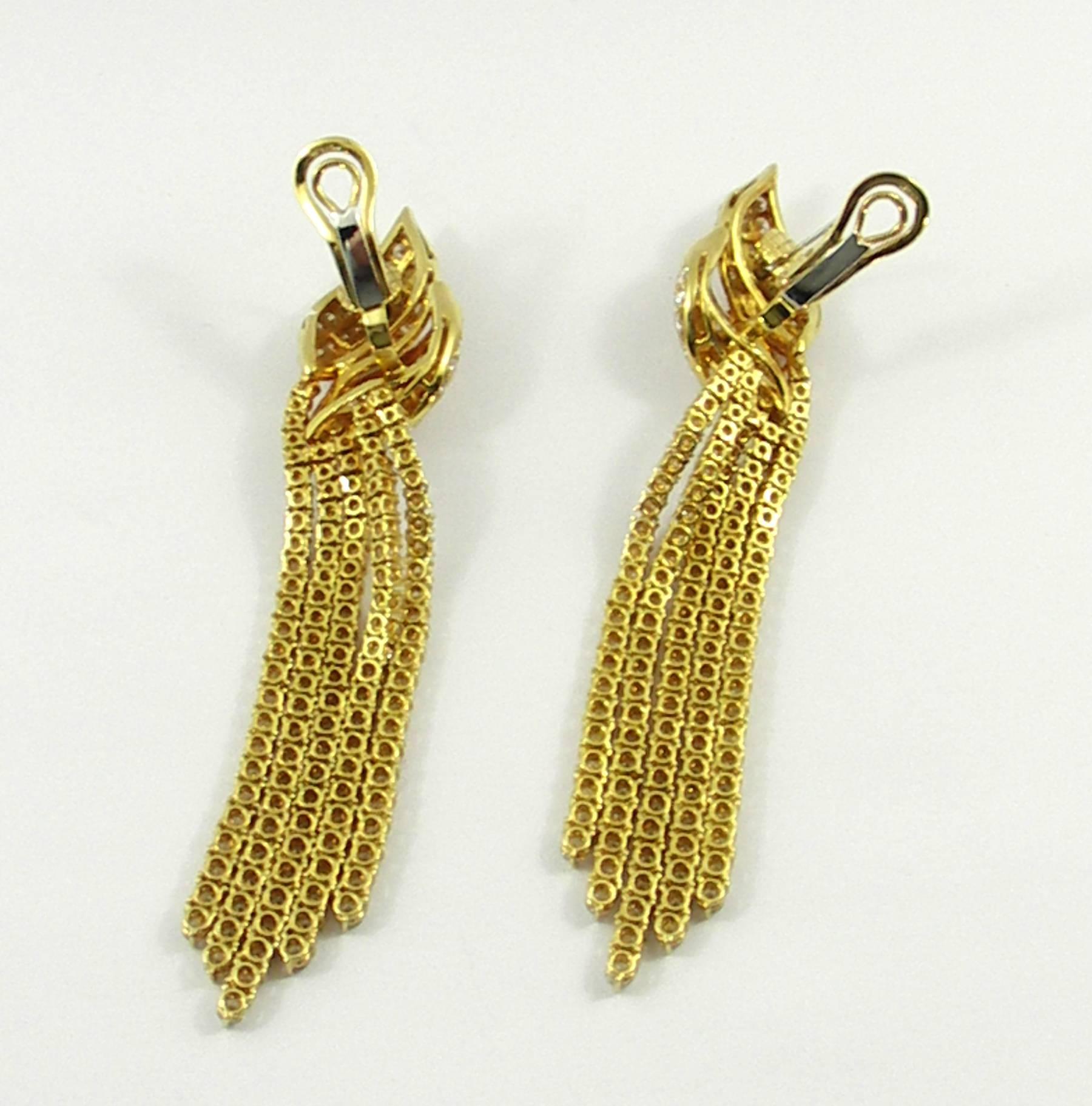 Women's Long Hanging Gold and Diamond Earring