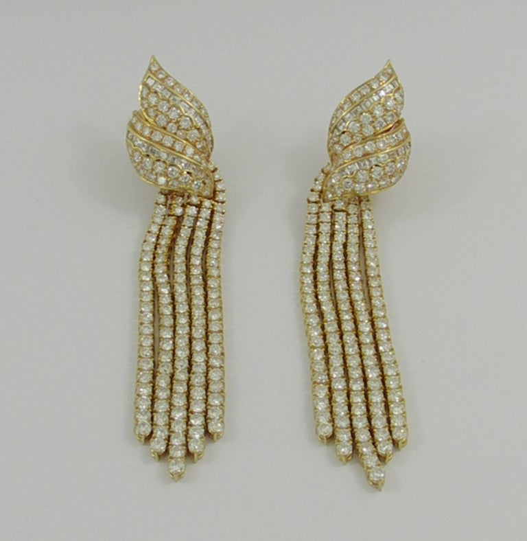 Long Hanging Gold and Diamond Earring at 1stDibs long hanging