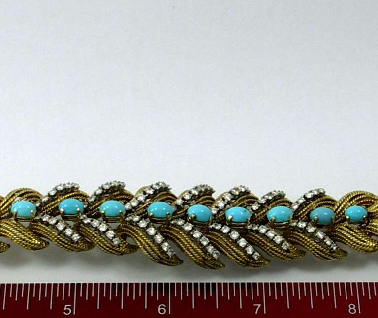 Rope Design Diamond and Turquoise Bracelet 1