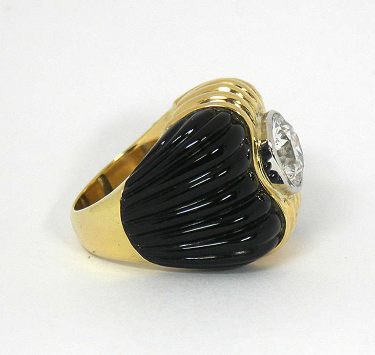 Brilliant Cut Charles Turi Onyx 4.50 Carat Diamond Gold Ring