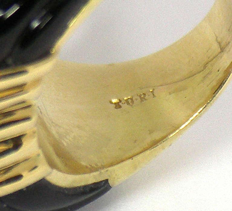 Women's or Men's Charles Turi Onyx 4.50 Carat Diamond Gold Ring