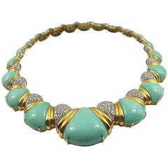 Turquoise Diamond Gold Necklace