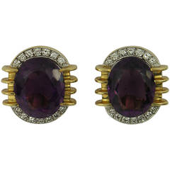 Amethyst Diamond Gold Earrings