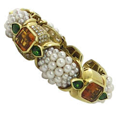 Stevens Pearl, Diamond, and Gemstone Bracelet