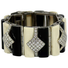 Onyx Bone Diamond White Gold Bracelet