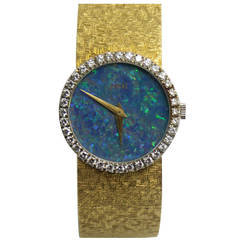 Piaget Lady's Yellow Gold Diamond Bezel Rare Opal Dial Wristwatch
