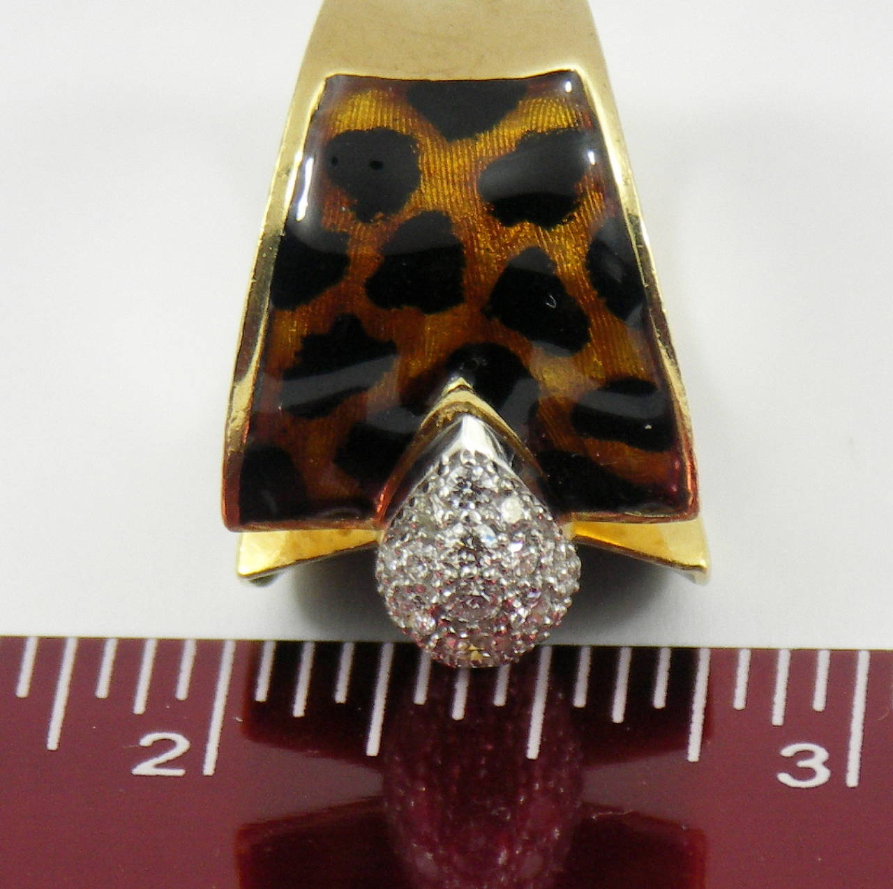 Enamel Diamond Gold Leopard Pattern Ring 1