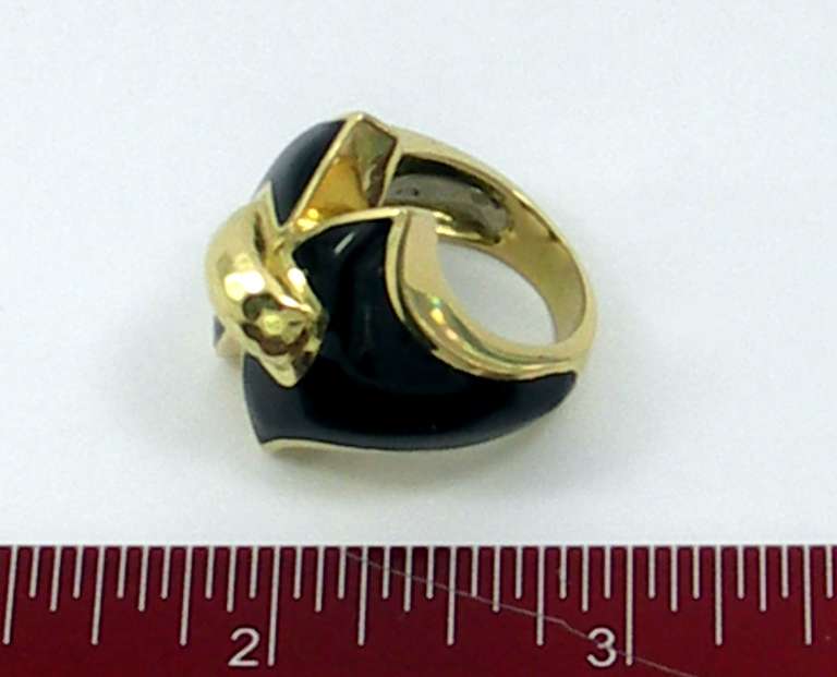 David Webb Gold and Black Enamel Ring 1