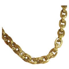 Rope Edged Gold Cable Link Necklace 12