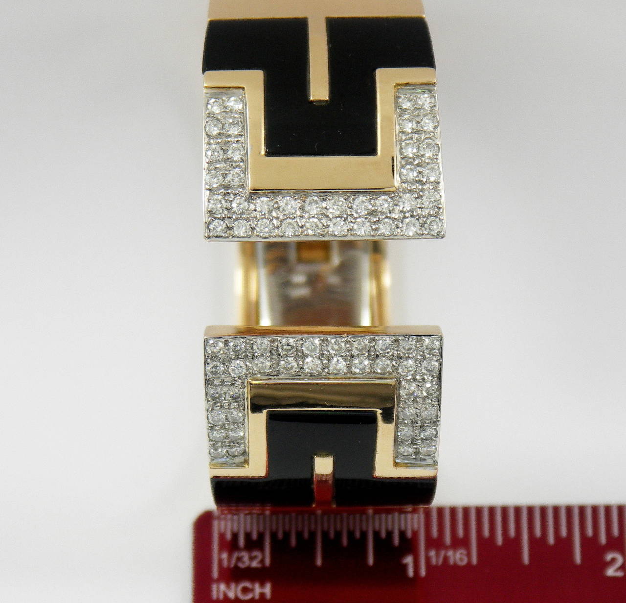 Black Enamel Diamond Gold Bangle Bracelet 2