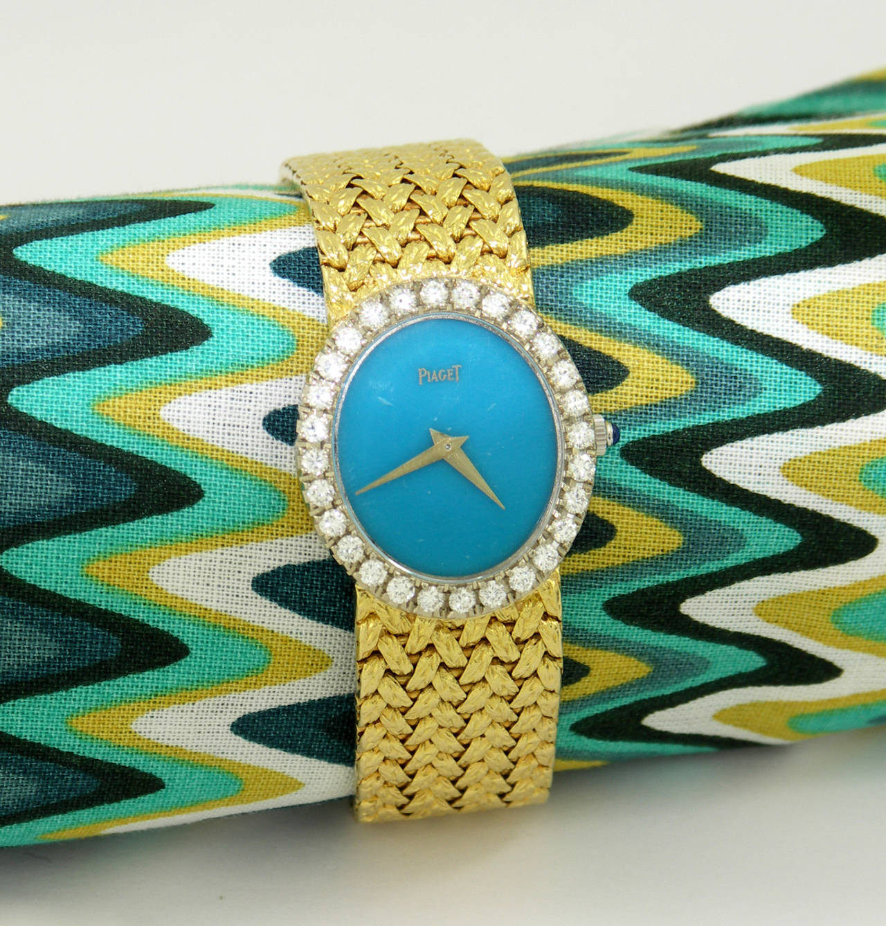 Women's Piaget Lady's Yellow Gold Turquoise Dial Wristwatch