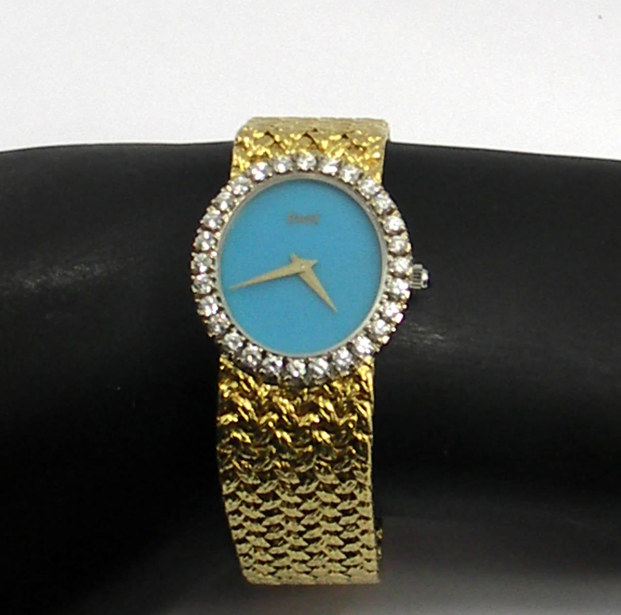 Piaget Lady's Yellow Gold Turquoise Dial Wristwatch 1