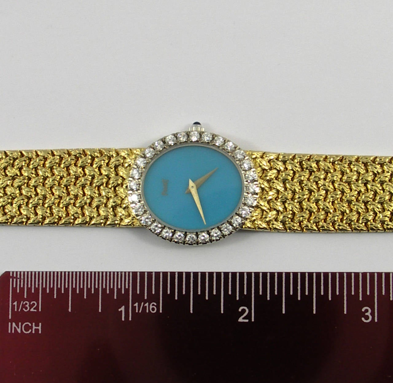 Piaget Lady's Yellow Gold Turquoise Dial Wristwatch 3