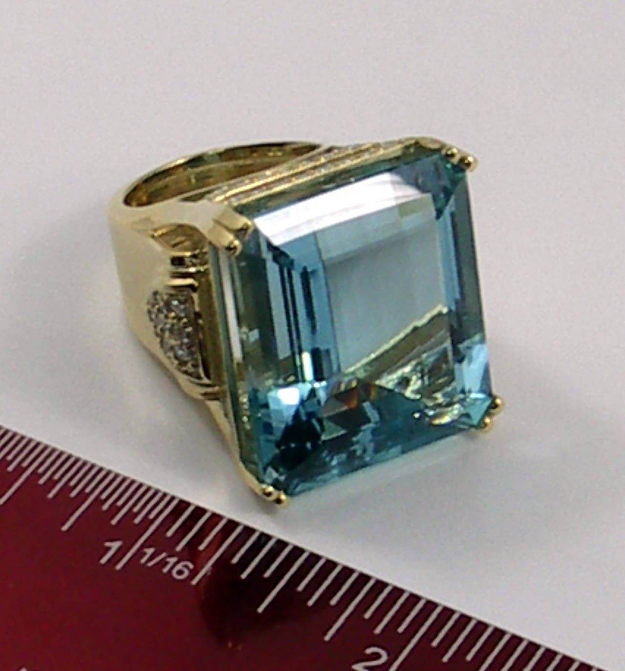 62.88 Carat Aquamarine Diamond Gold Cocktail Ring 3