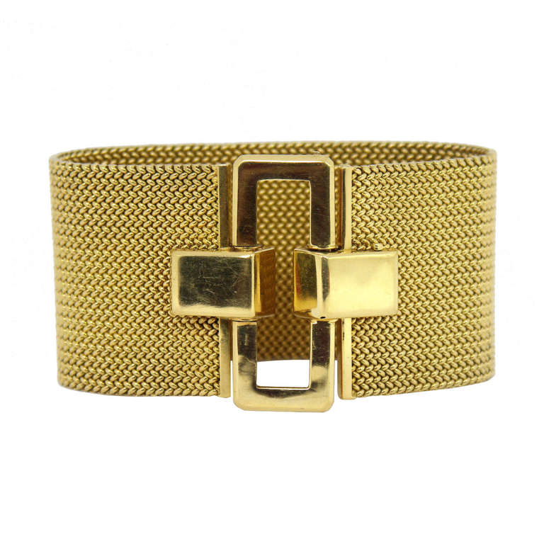 Ladies' Gold Mesh Buckle Bracelet