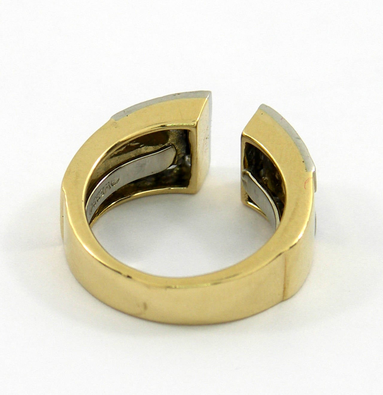 David Webb Diamond Gold Platinum Key Design Split Front Ring 3