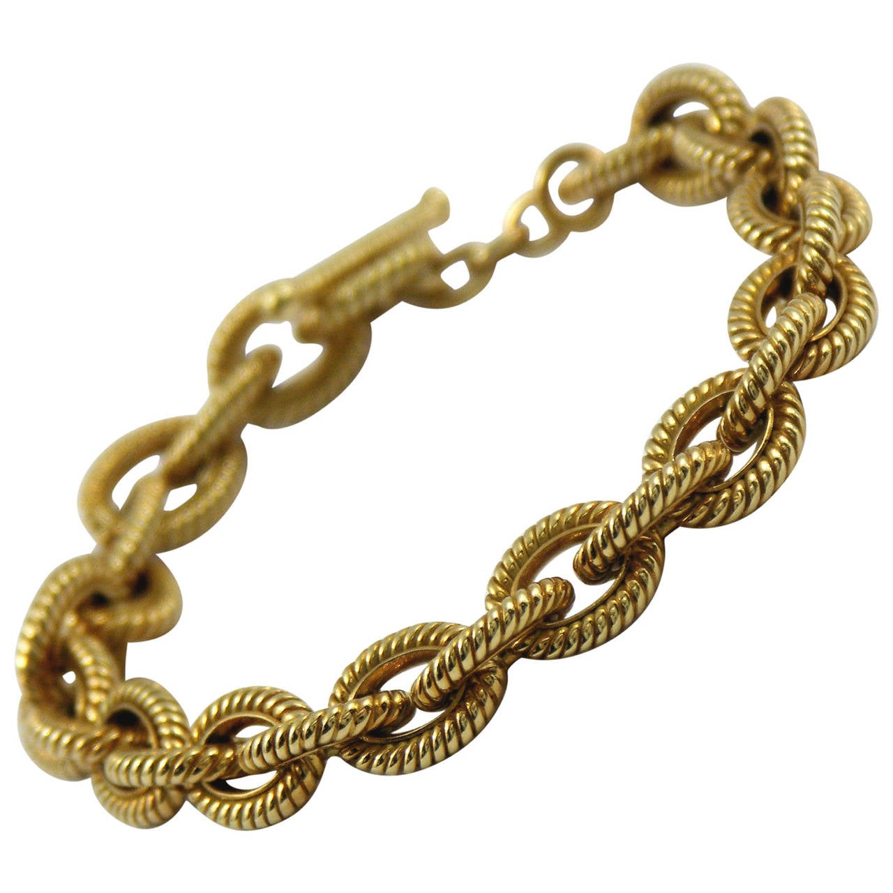 Tiffany and Co. Gold Twisted Rope Link Bracelet For Sale at 1stDibs