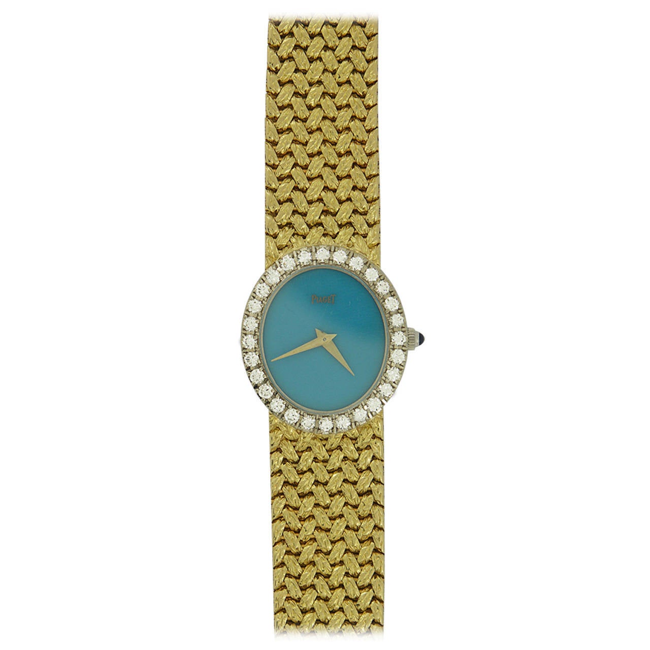 Piaget Lady's Yellow Gold Turquoise Dial Wristwatch