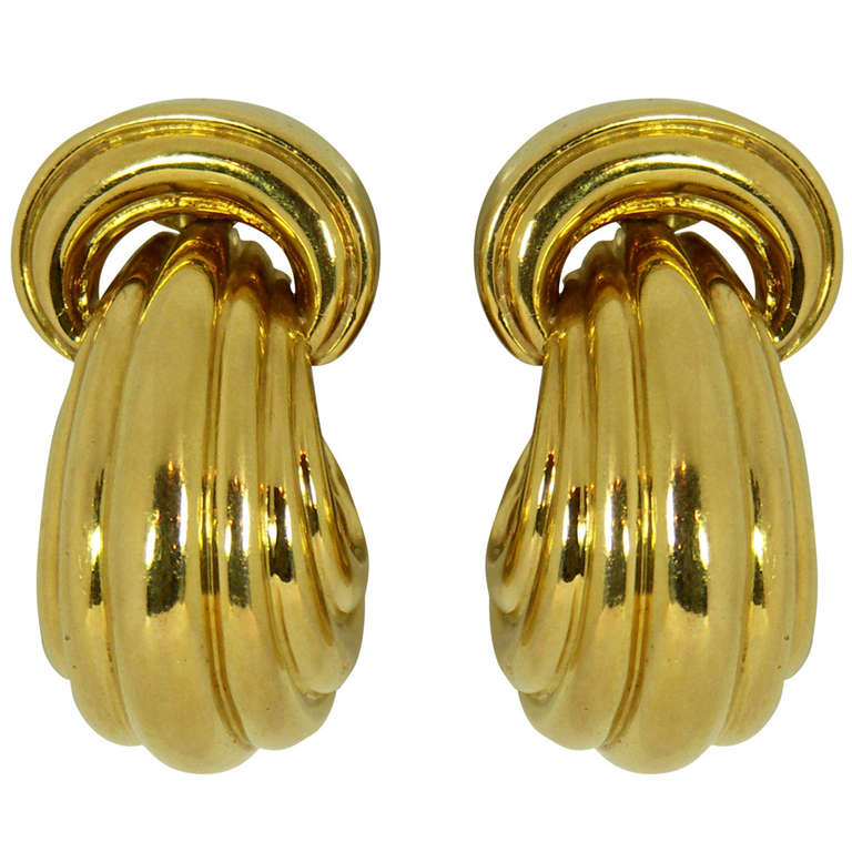 David Webb Large Polished Gold Earrings