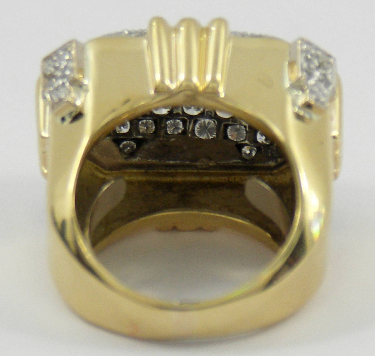 Women's Large Diamond Gold Geometric Motif Ring