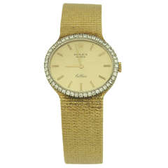 Rolex Lady's Yellow Gold and Diamond Cellini Bracelet Watch circa 1973