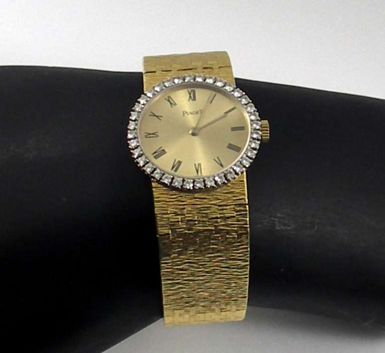 Women's Piaget Ladies Yellow Gold and Diamond Bracelet Watch/Wristwatch circa 1975