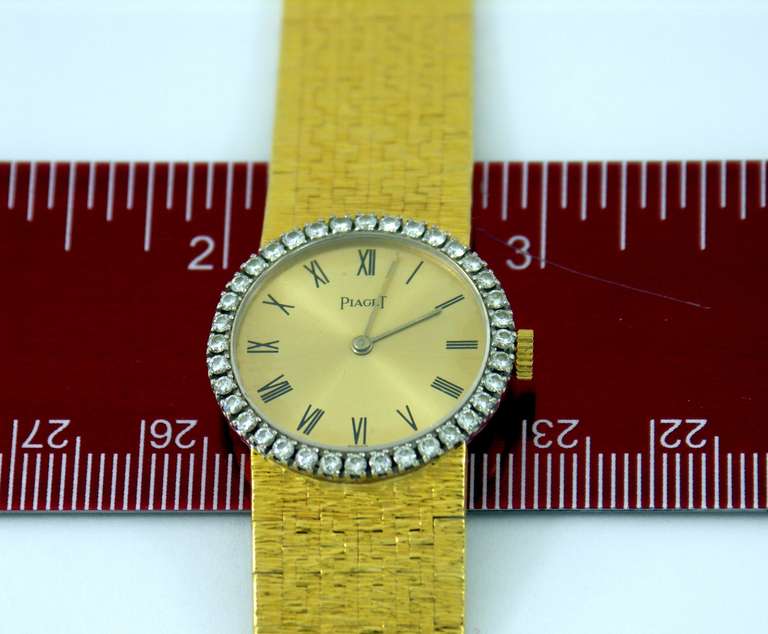 Piaget Ladies Yellow Gold and Diamond Bracelet Watch/Wristwatch circa 1975 2