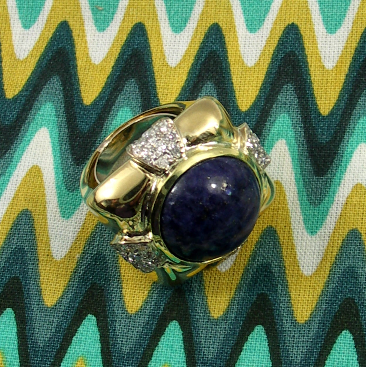 Andrew Clunn Lapis Lazuli Diamond Gold Ring 1