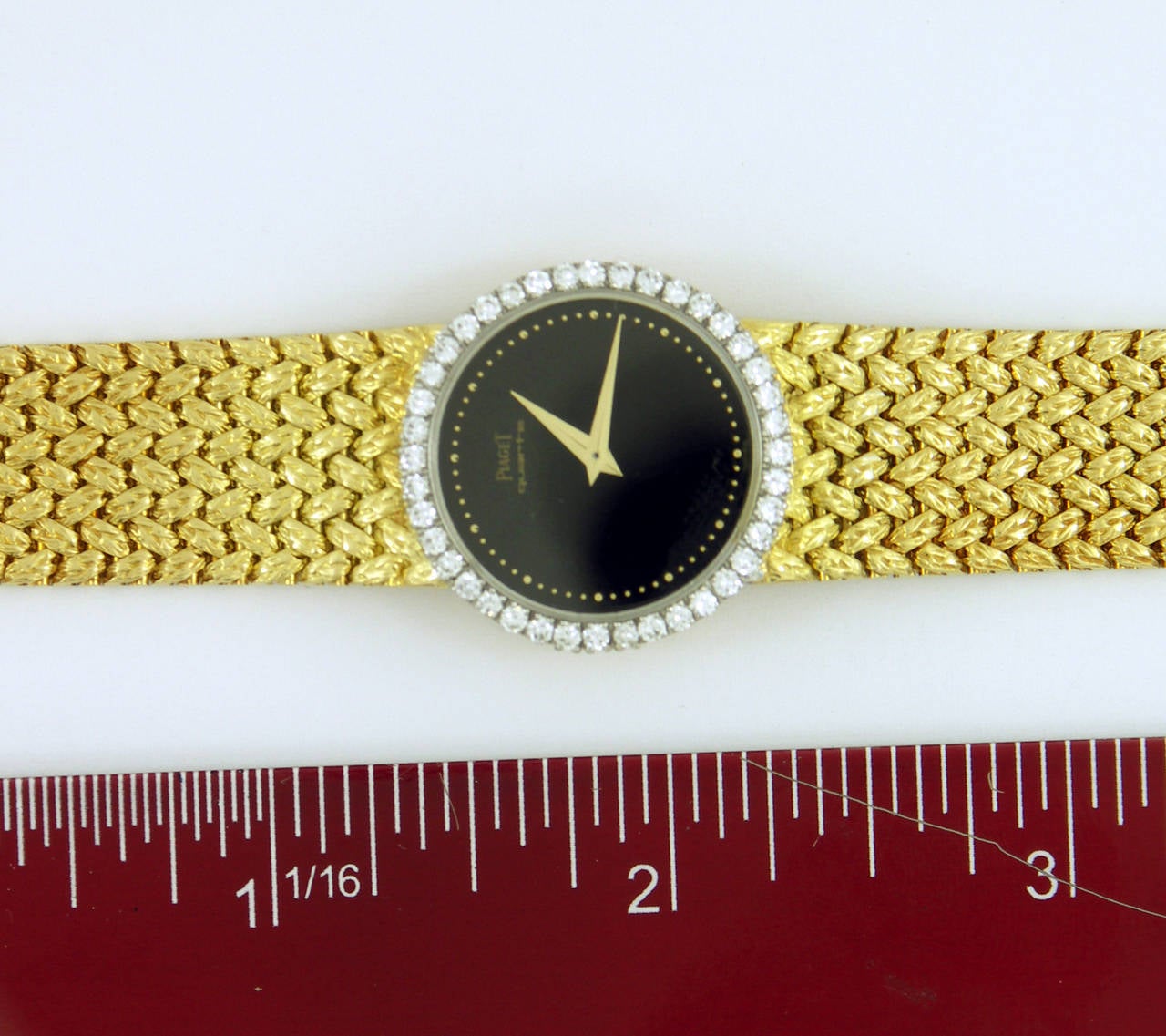 Piaget Lady's Yellow Gold Diamond Bezel Onyx Dial Quartz Wristwatch 1