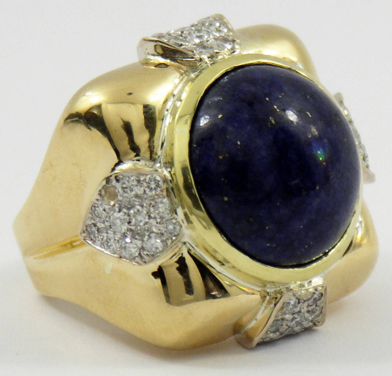 Women's Andrew Clunn Lapis Lazuli Diamond Gold Ring