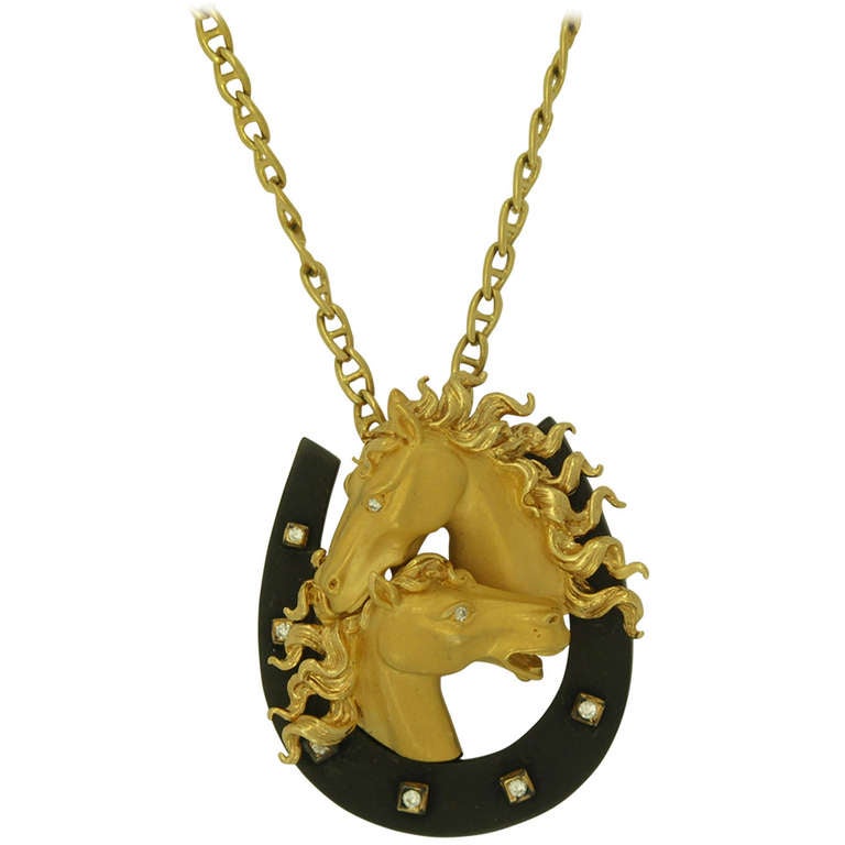 Carrera y Carrera Diamant-Gold-Anhänger mit Pferdemotiv
