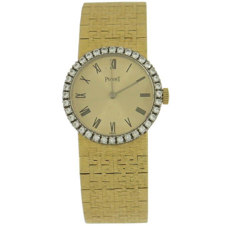 Piaget Ladies Yellow Gold and Diamond Bracelet Watch/Wristwatch circa 1975