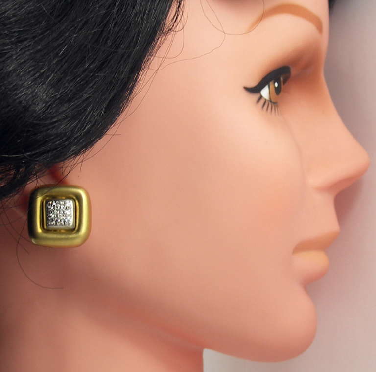 Contemporary Marlene Stowe Pave Diamond Gold Earrings