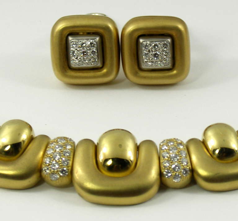 Brilliant Cut Marlene Stowe Pave Diamond Gold Earrings