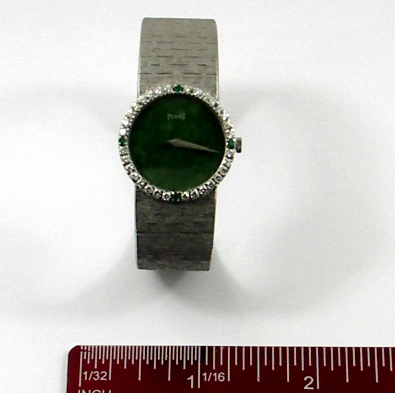 White Gold Piaget with Jade Dial, Diamonds, and Emeralds 2