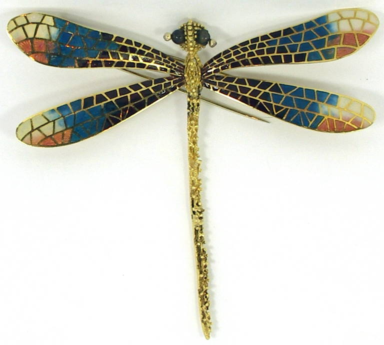 This incredibly large, 18K Yellow Gold Dragonfly would light boldly on your shoulder. The wings span an impressive 4 11/16