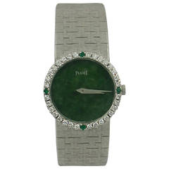 White Gold Piaget with Jade Dial, Diamonds, and Emeralds