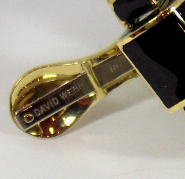 David Webb Black Enamel Gold Earrings 1