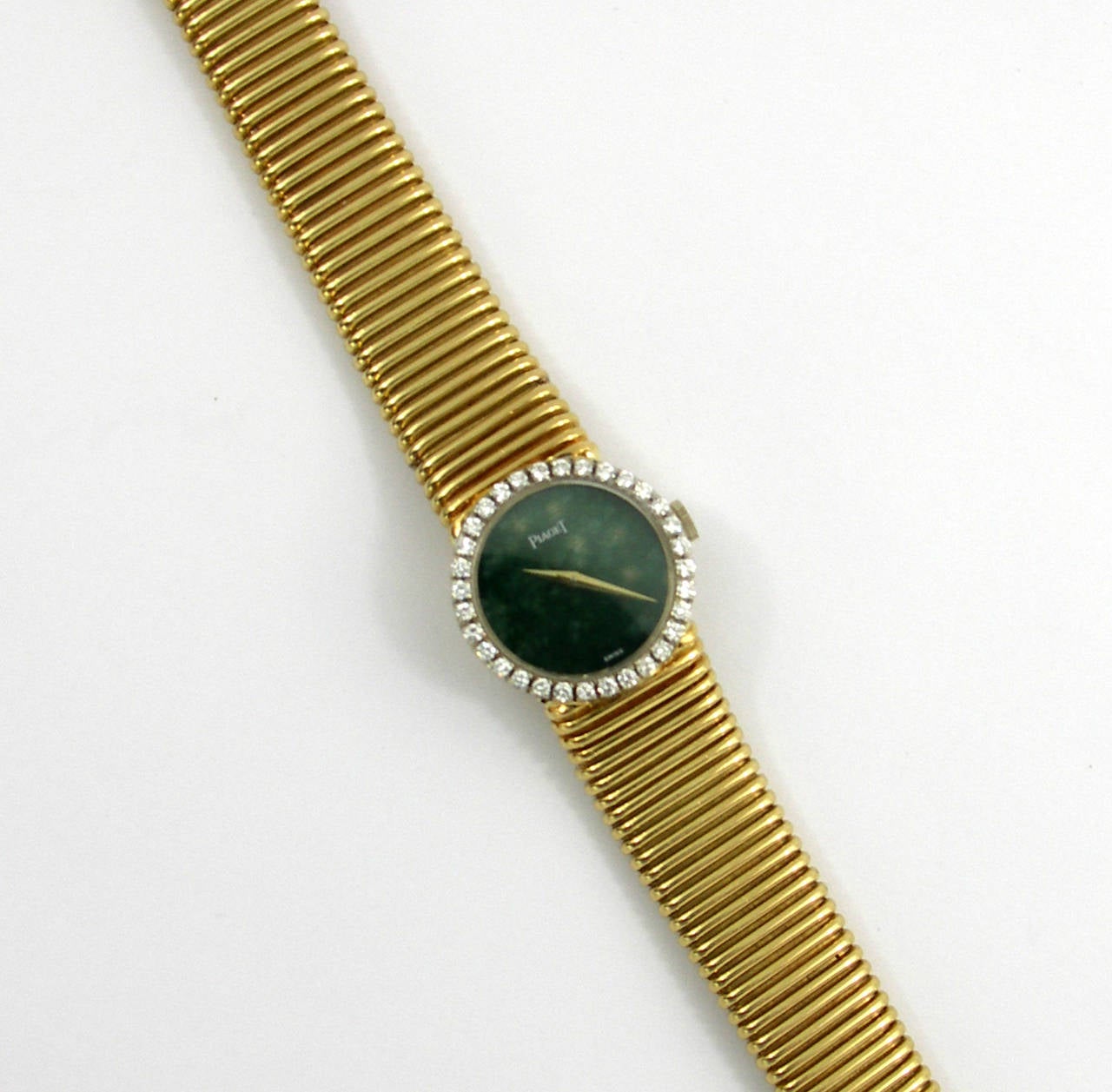 Piaget Ladies Yellow Gold Diamond Bezel Jade Dial Watch/Wristwatch 1