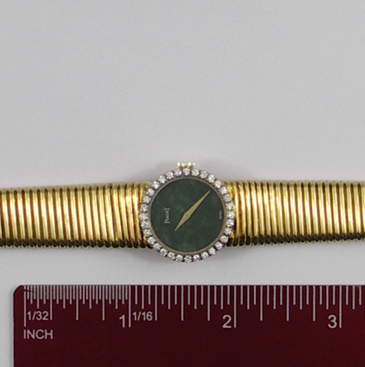 Piaget Ladies Yellow Gold Diamond Bezel Jade Dial Watch/Wristwatch 4