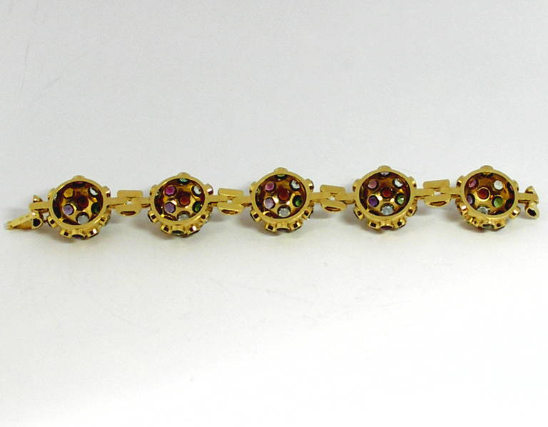 Gemstone Gold Sputnik Bracelet In Excellent Condition In Palm Beach, FL
